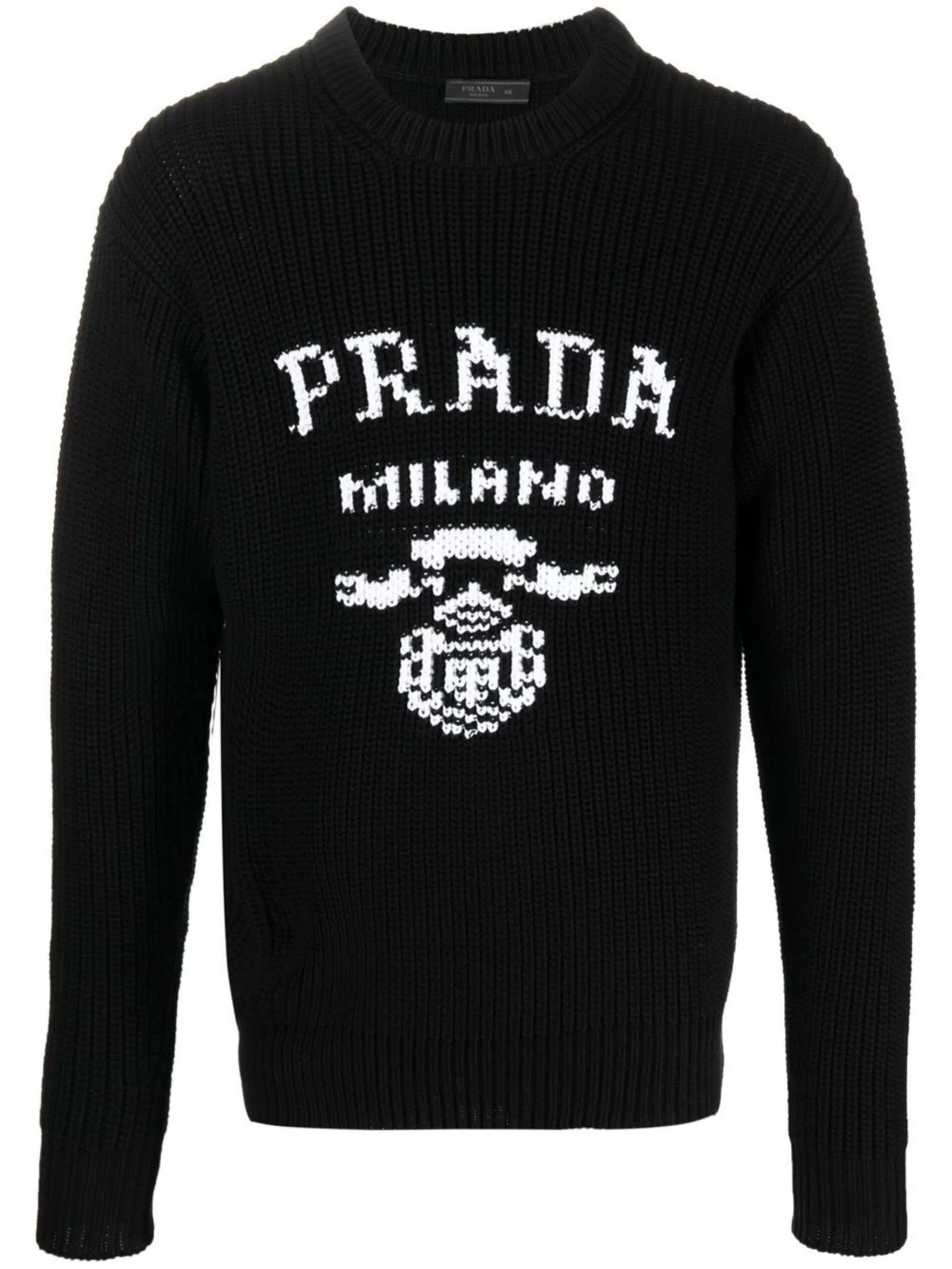 Prada logo-knitted V-neck cardigan - White