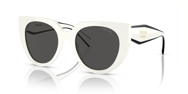 Prada Cat Eye Logo Sunglasses White/Black (SPR14W 142-5S0) in 