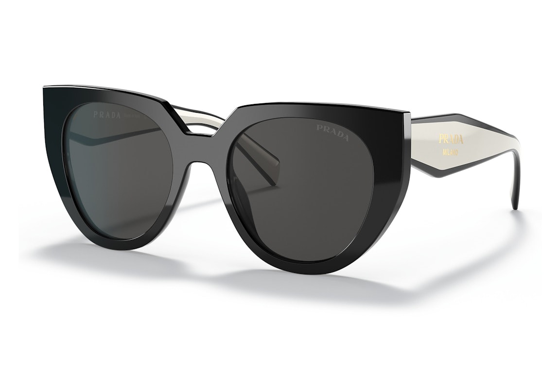 Pre-owned Prada Cat Eye Sunglasses Blac/talc White (spr 14wsf)