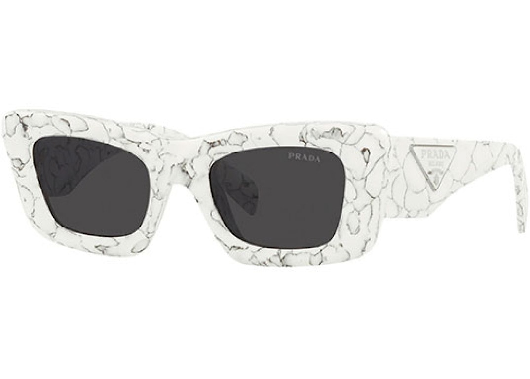 Pre-owned Prada Cat Eye Sunglasses White Marble (pr13zs-17d5s0-50)