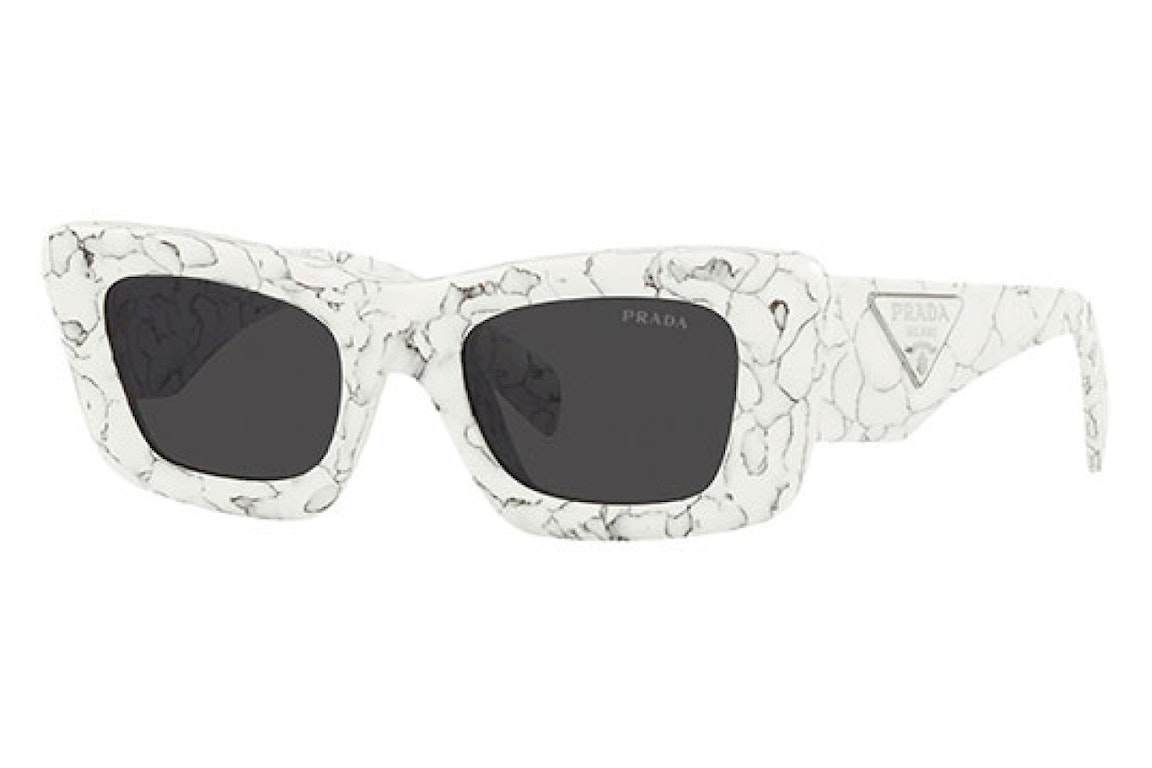 Pre-owned Prada Cat Eye Sunglasses White Marble (pr13zs-17d5s0-50)
