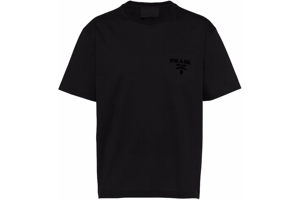 Prada Chenille Logo Patch T-shirt Black Men's - SS22 - US