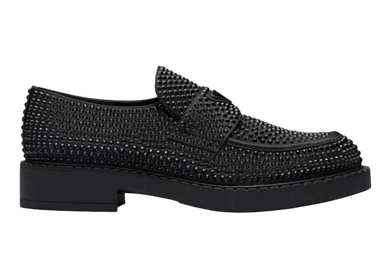 Prada Chocolate 35mm Crystal Loafer Black Satin