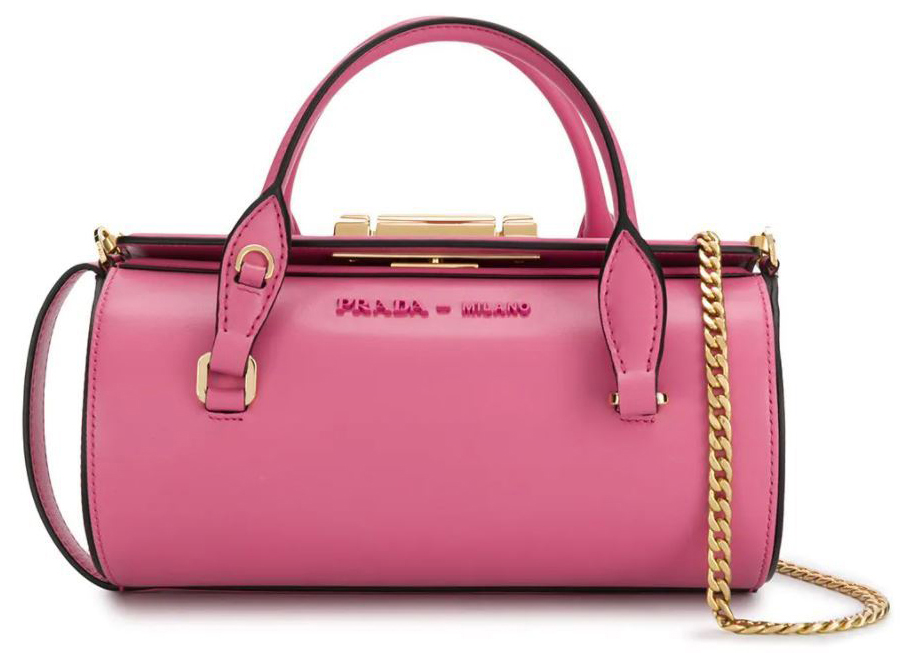 Prada City Calf Tote Pink in Leather with Gold tone JP