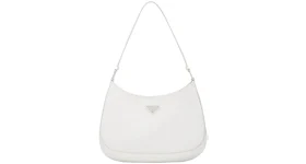 Prada Cleo Brushed Leather Shoulder Bag White