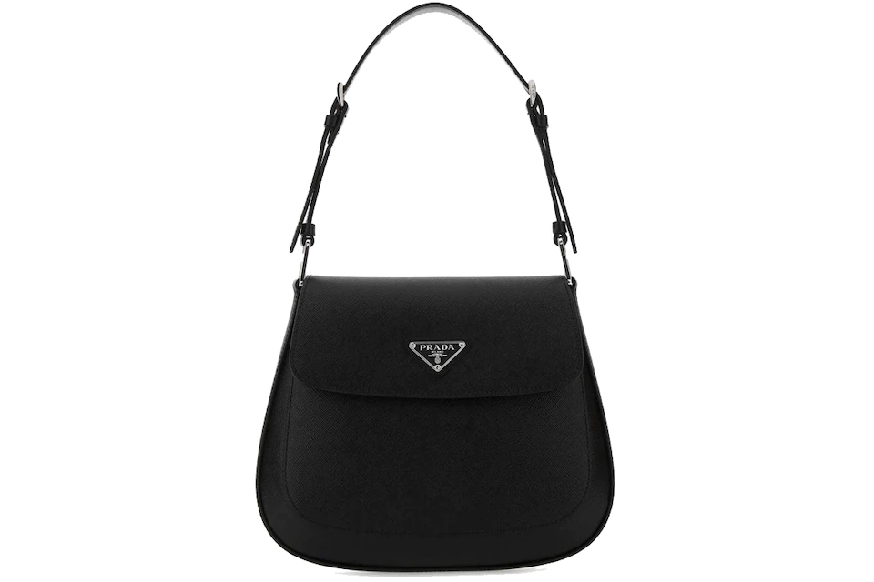 Prada Cleo Front-Flap Shoulder Bag Black