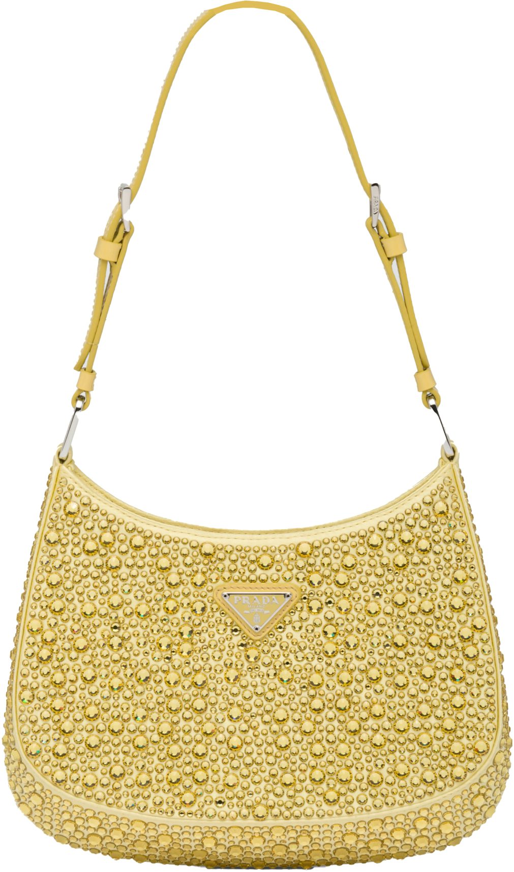 Triangle Mini Embellished Satin Shoulder Bag in Gold - Prada