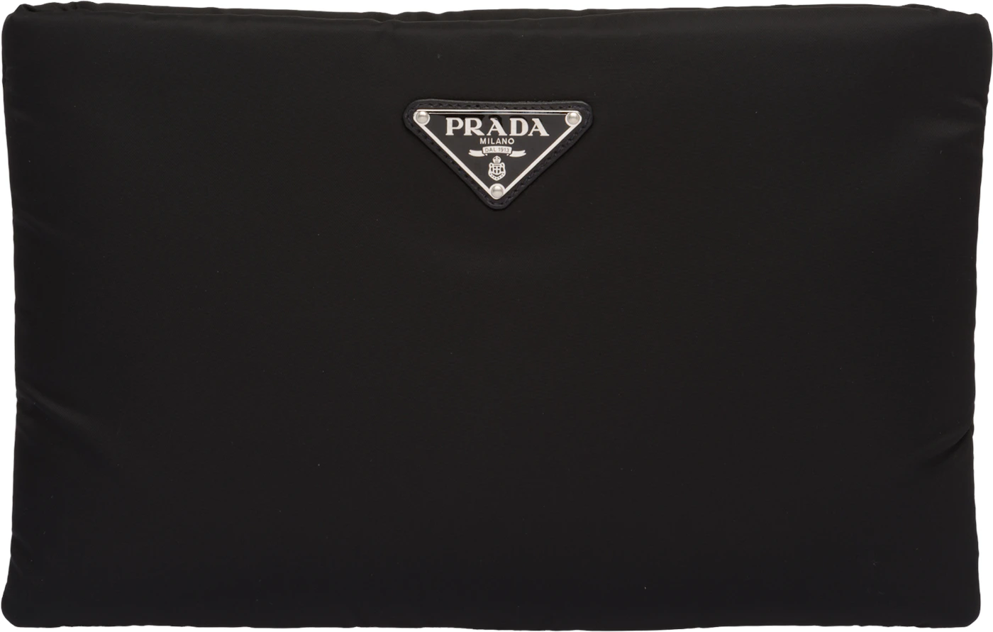 Prada Tote Padded Nylon Medium Black in Nylon with Silver-tone - US