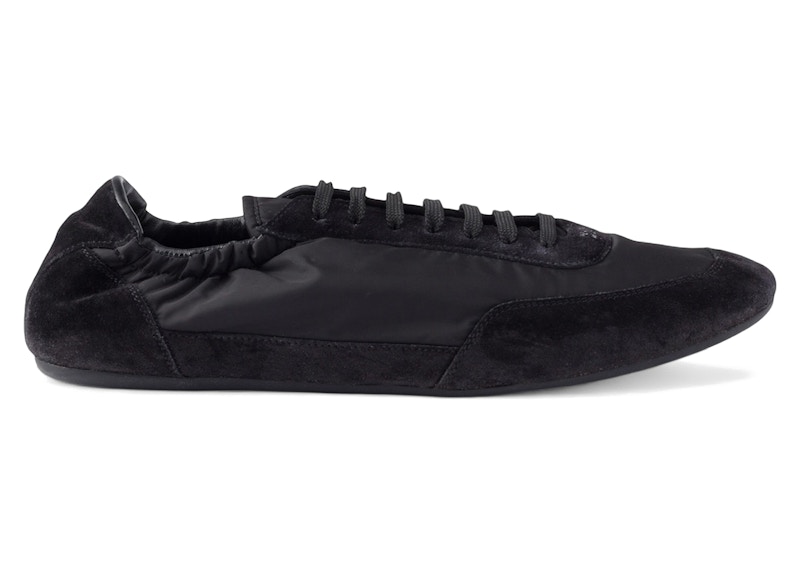 Pre-owned Prada Men's Collapse Sneakers Renylon Suede Elasticized In Black