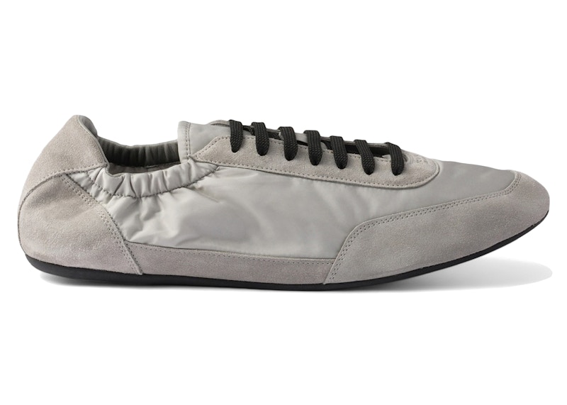 Pre-owned Prada Men's Collapse Sneakers Renylon Suede Elasticized In Cloudy Gray