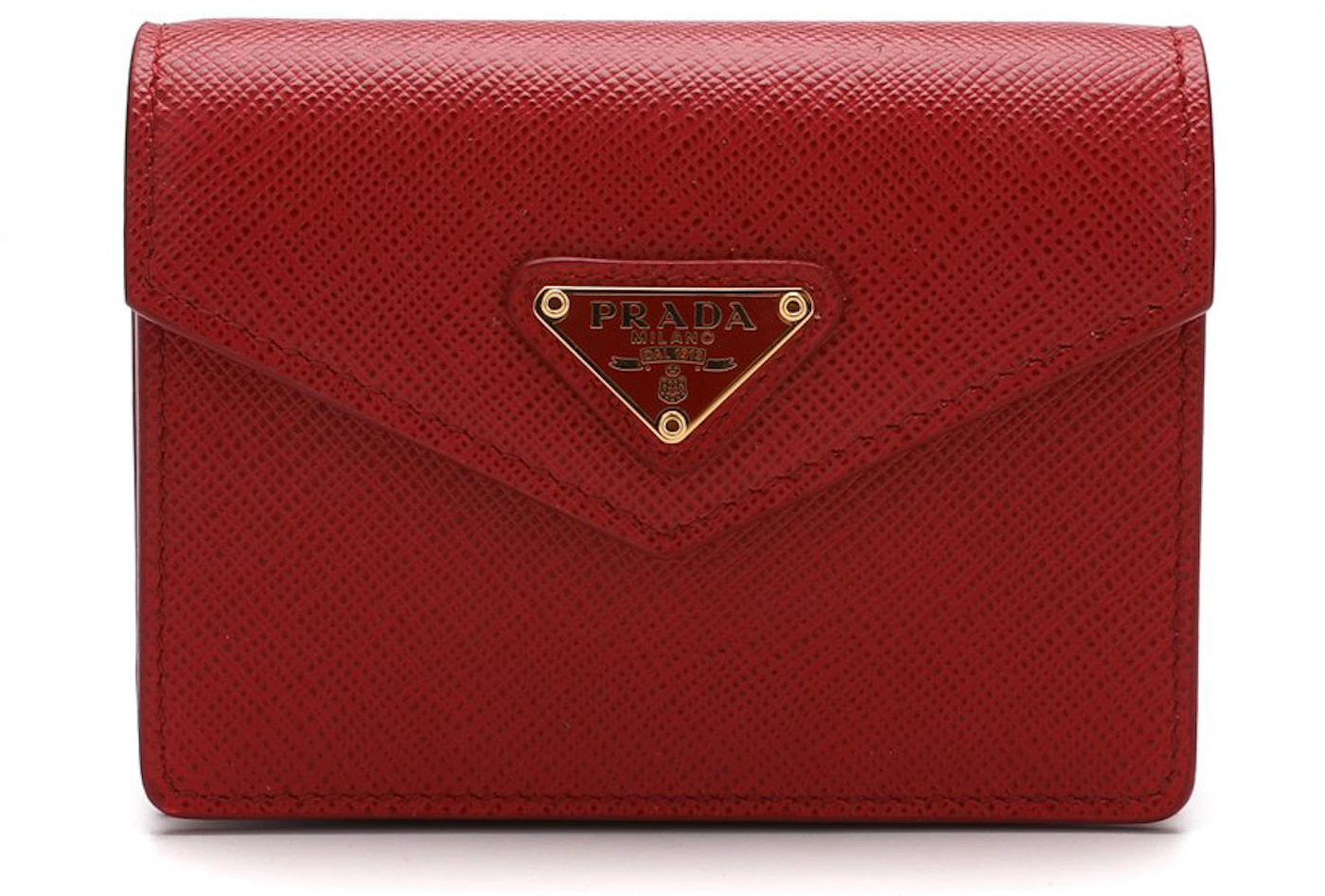 Prada Large Saffiano Leather Wallet in Red
