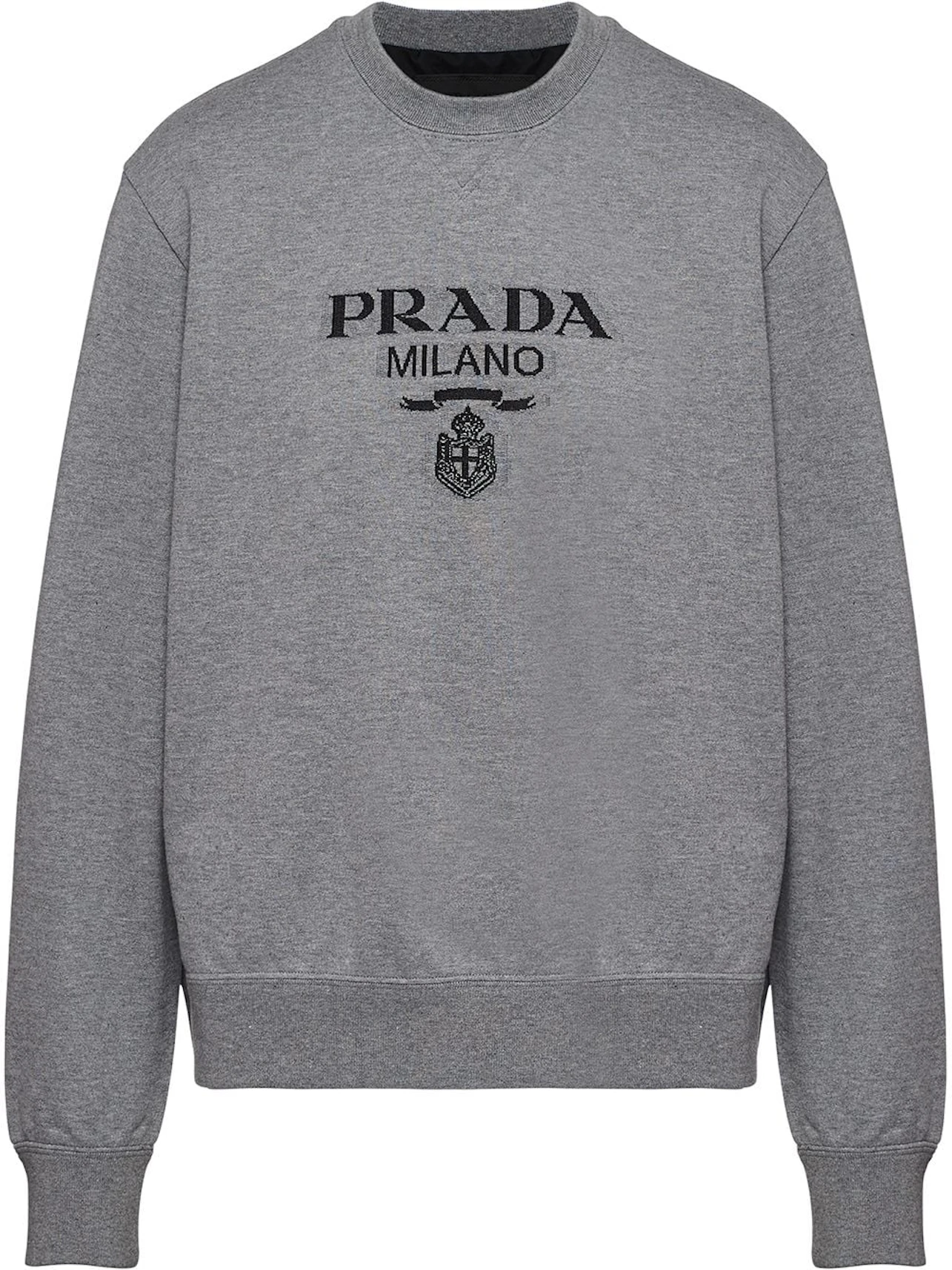 Prada Cotton Jersey Logo Crewneck Sweatshirt Grey/Black - SS22 - US