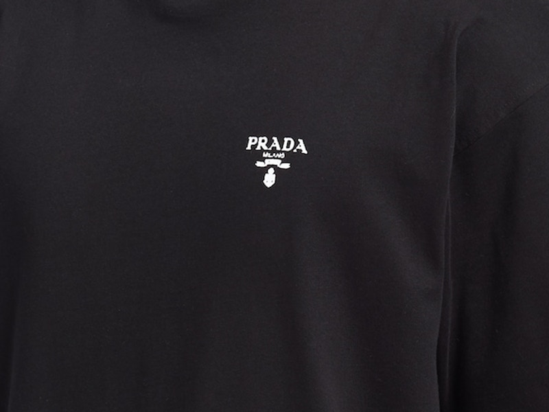 Prada Cotton Nylon Detail Boxy Cut T-shirt Black/White Men's