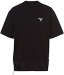 Prada Cotton Nylon Detail Boxy Cut T-shirt Black/White