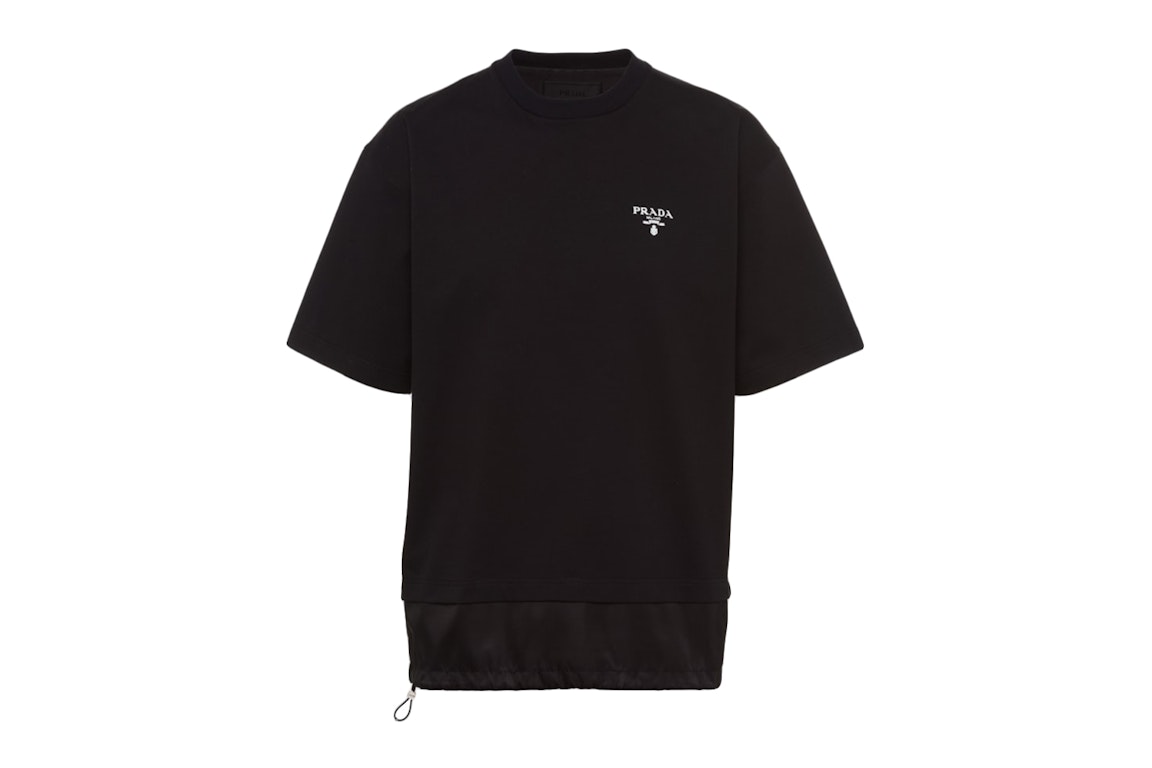 Pre-owned Prada Cotton Nylon Detail Boxy Cut T-shirt Black/white