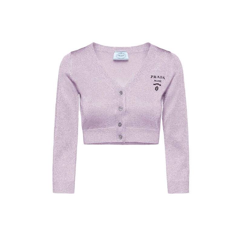 Prada Cropped Lurex Cardigan Sweater Lilac - SS22 - US