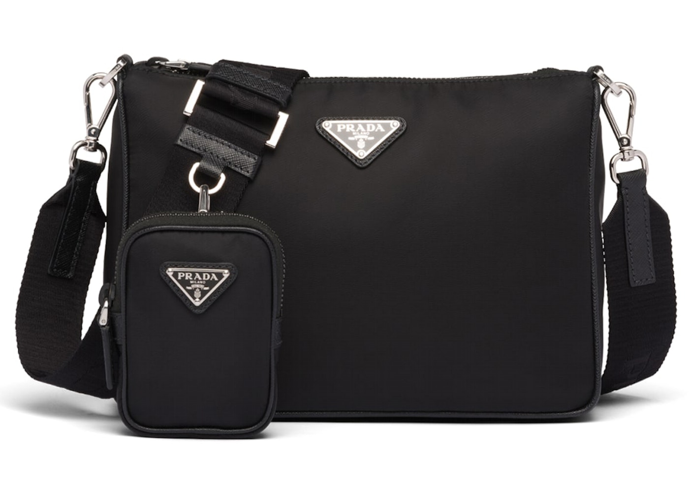 Prada Crossbody Bag Nylon Black in Nylon with Silver-tone