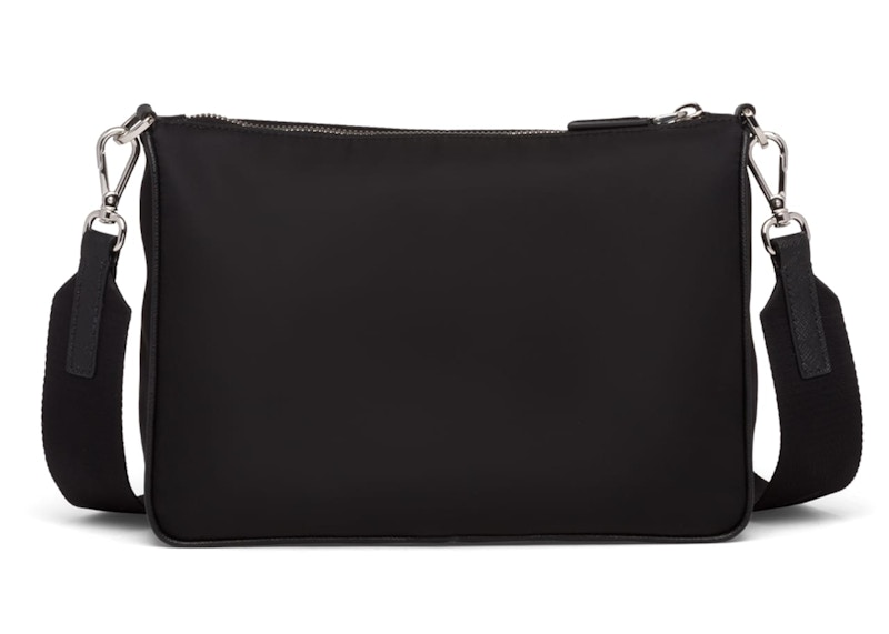 Prada Crossbody Bag Nylon Silvertone Black/Yellow in Nylon with Silver