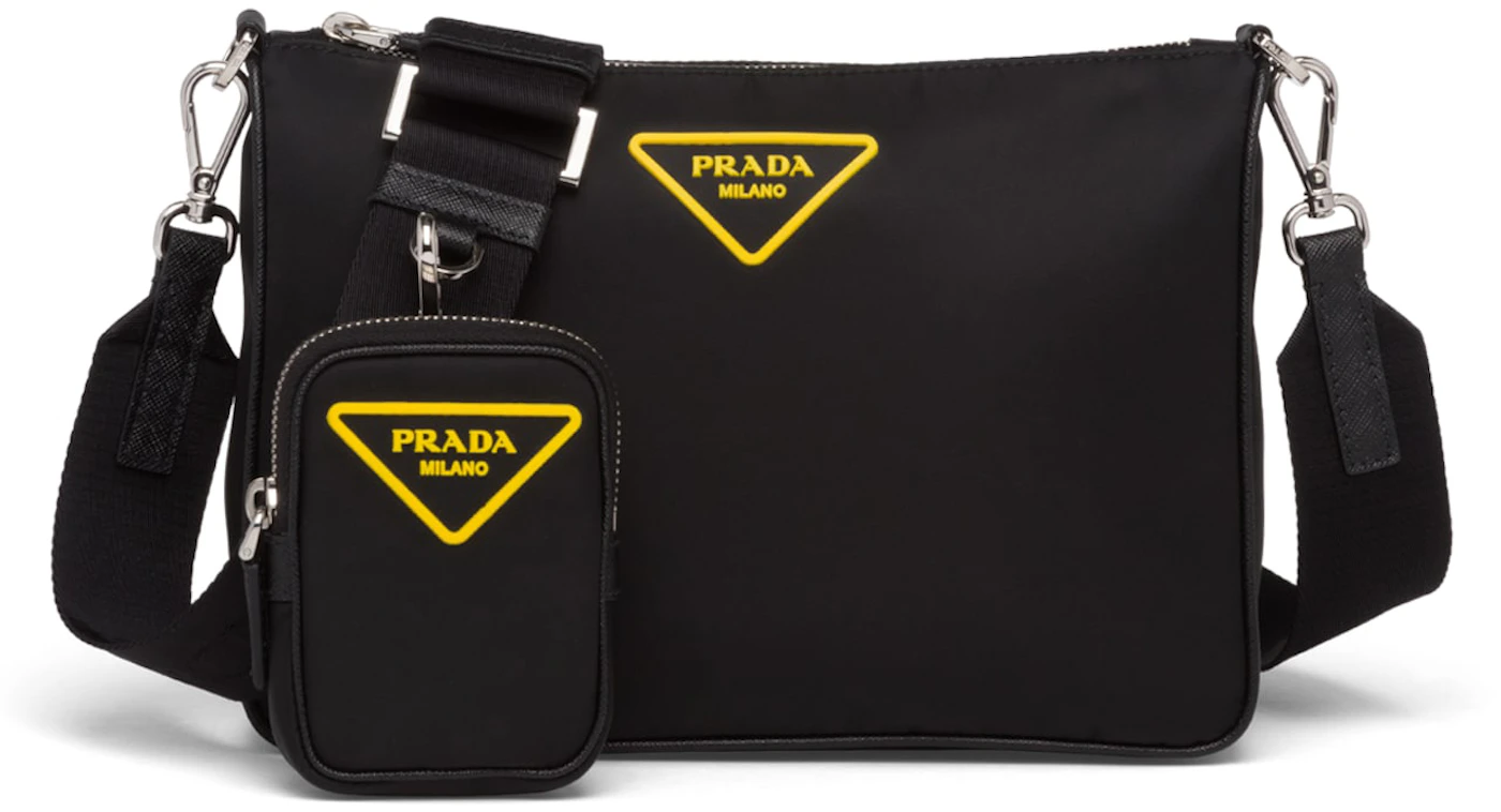 Prada Leather Triangle Cross-body Bag in Yellow for Men