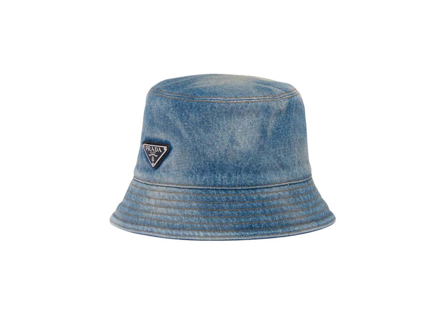 Prada Denim Bucket Hat Light Blue in Denim with Silver-tone - US