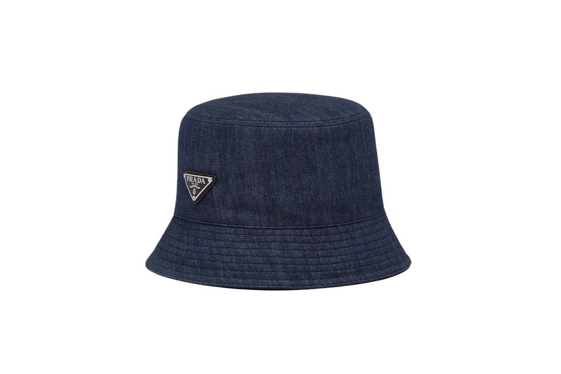 Pre-owned Prada Denim Bucket Hat Navy