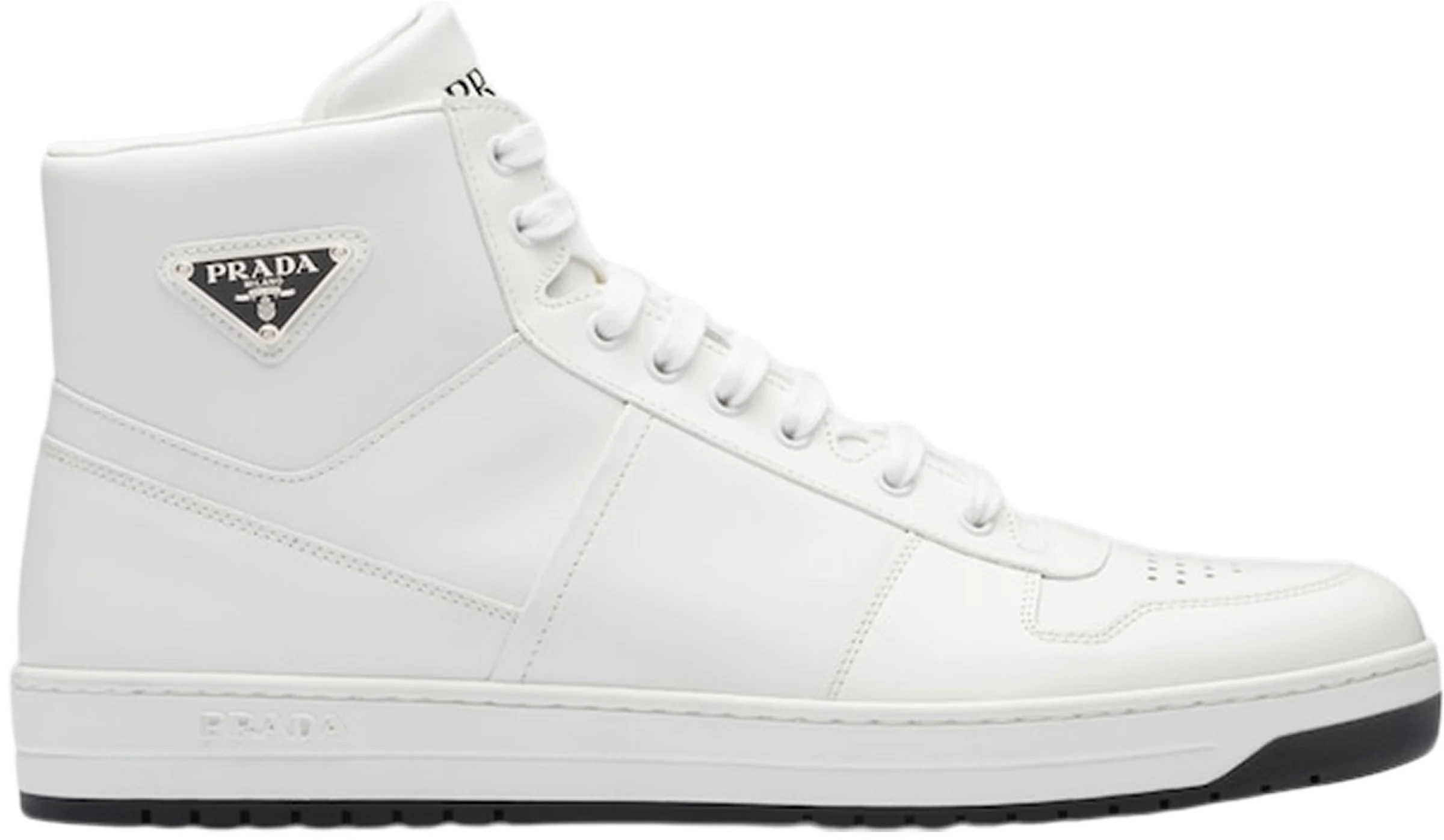 Prada Downtown High Top Sneakers Leather White White Black Men's -  2TE183_3LJ6_F0964 - US