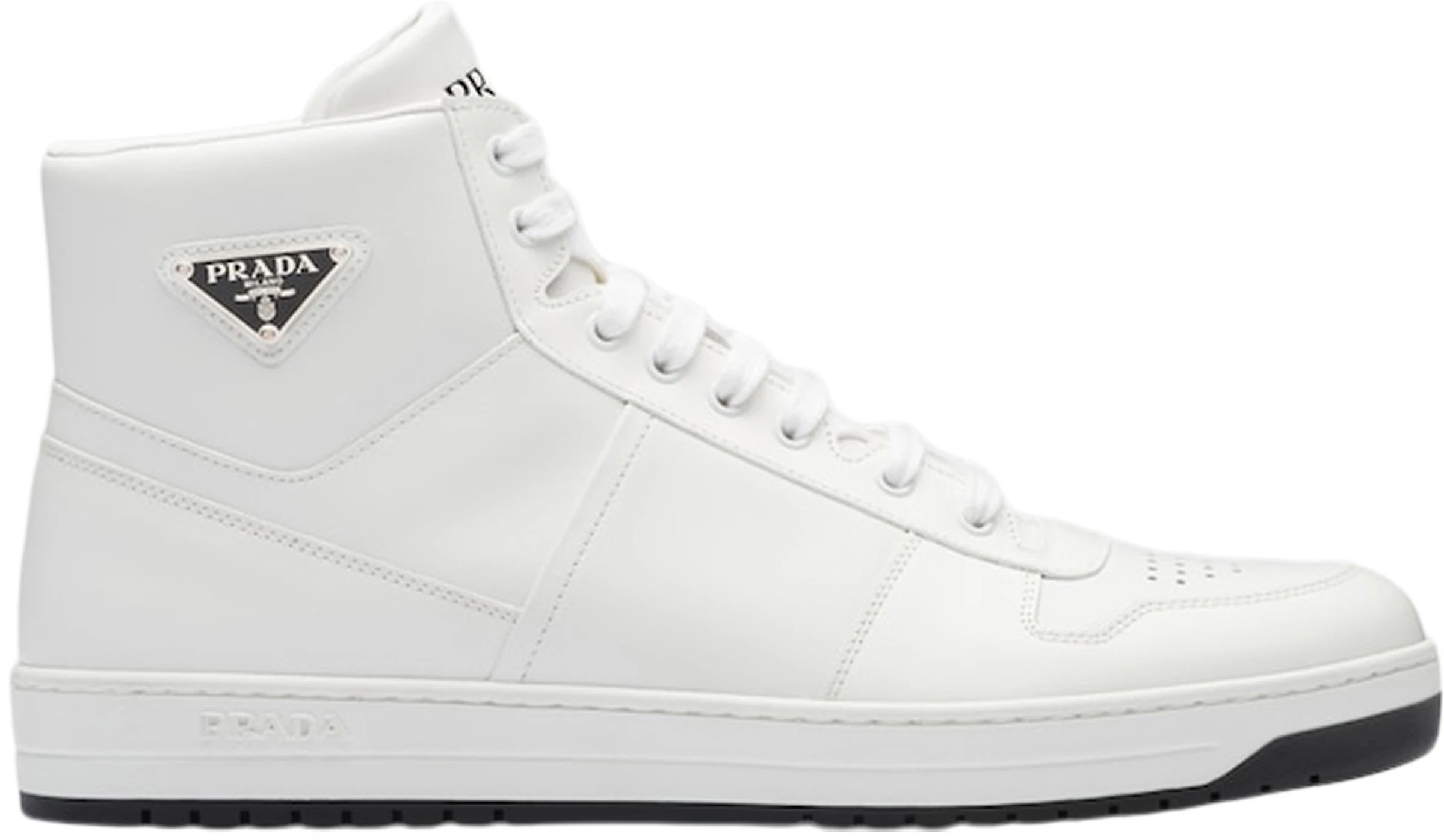 Prada Downtown High Top Sneakers Leather White White Black -  2TE183_3LJ6_F0964 - US