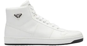 Prada Downtown High Top Sneakers Leather White White Black