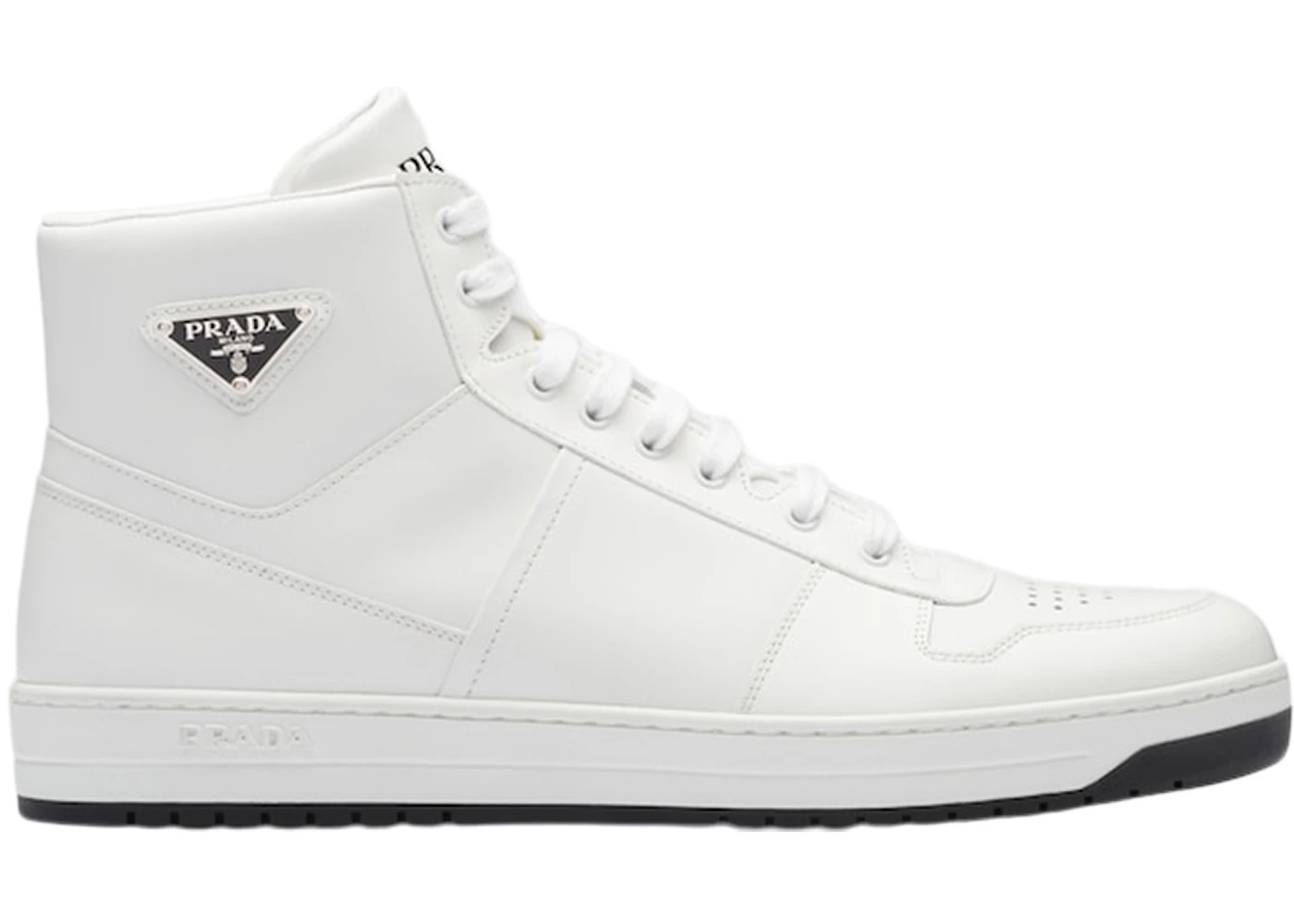Prada Downtown High Top Sneakers Leather White White Black -  2TE183_3LJ6_F0964 - GB