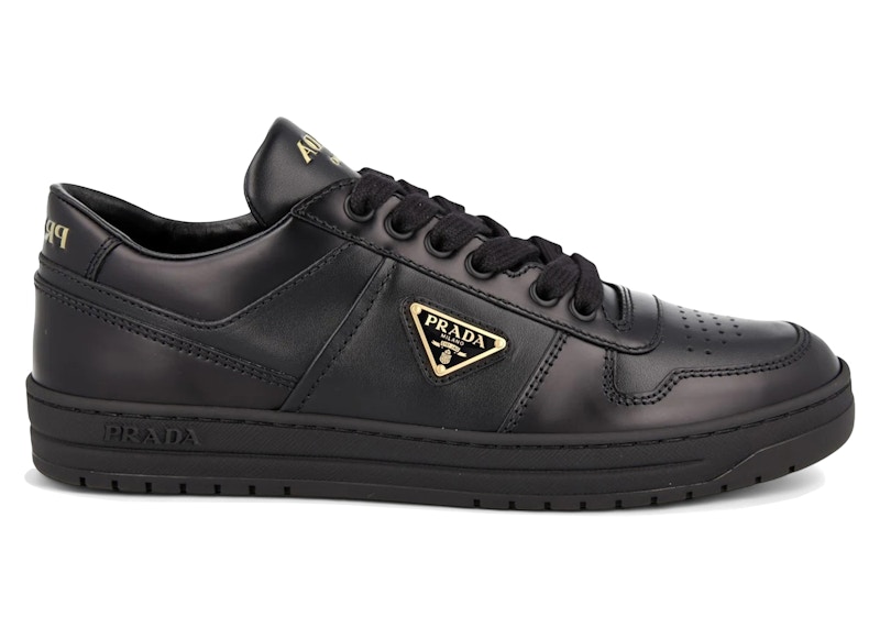 Pre-owned Prada Downtown Leather Low Top Sneakers (women's) In Black