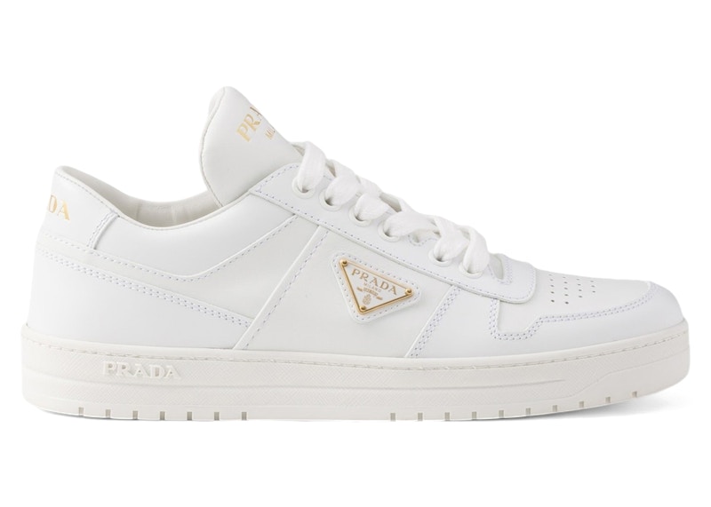 Pre-owned Prada Downtown Leather Low Top Sneakers (women's) In White