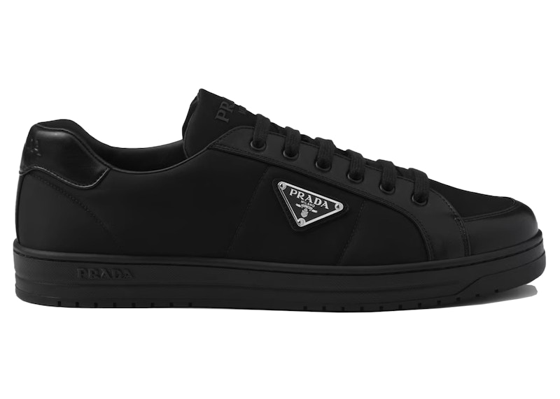 Pre-owned Prada Men's Downtown Low Top Renylon Sneakers In Black