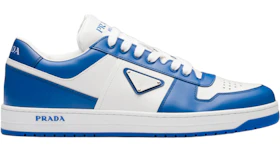 Prada Downtown Low Top Sneakers Leather White Cobalt Blue