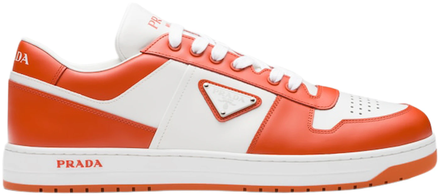 Prada Downtown Low Top Sneakers Leather White Orange Men's - 2EE364 ...
