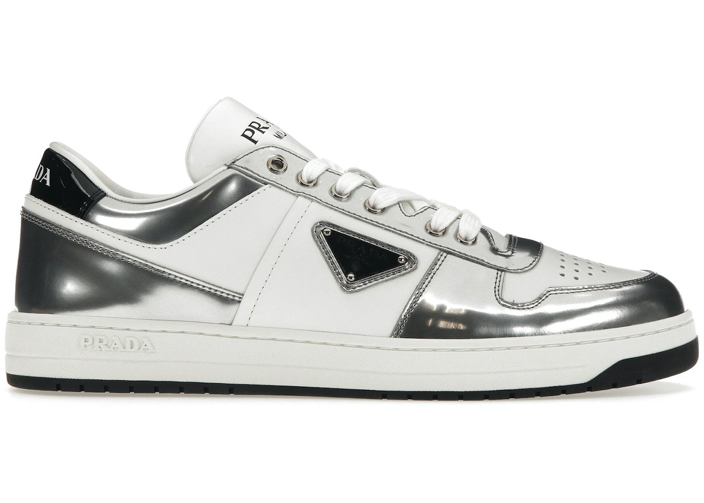 Prada Downtown Low Top Sneakers Leather White Silver Men's - 2EE364 ...