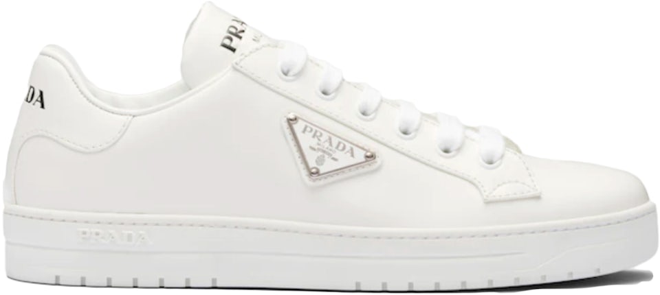 Prada Downtown Low Top Sneakers Leather Silver - - US
