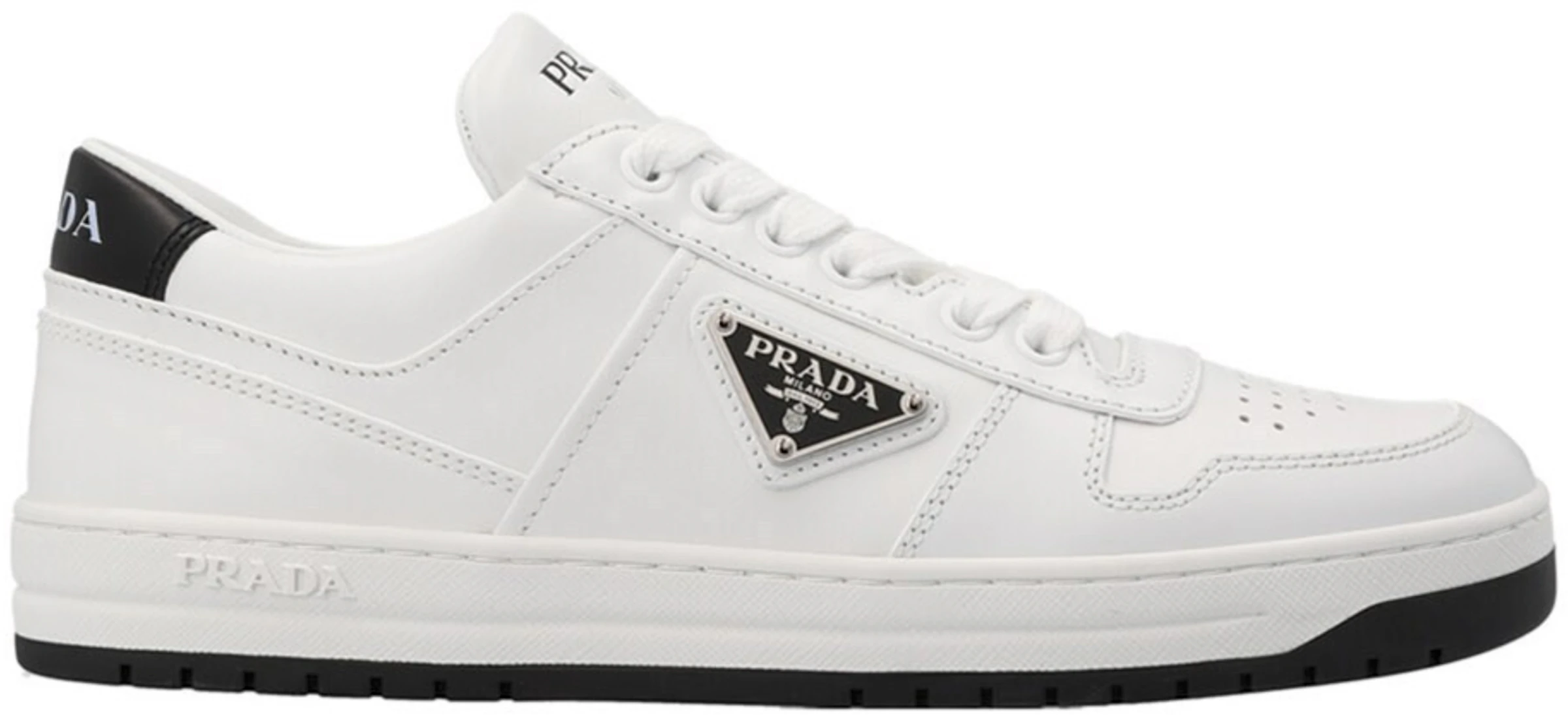 Prada Downtown Low Top Sneakers Leather White White Black (Women's) -  1E792MF0303LJ6-F0964 - US