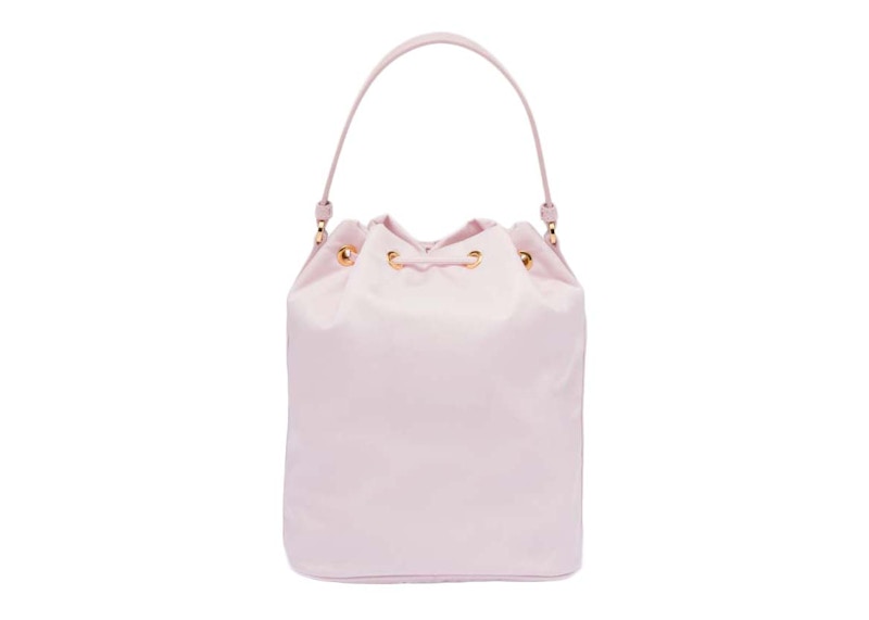 Prada Duet ReNylon Bucket Shoulder Bag Alabaster Pink in Nylon with