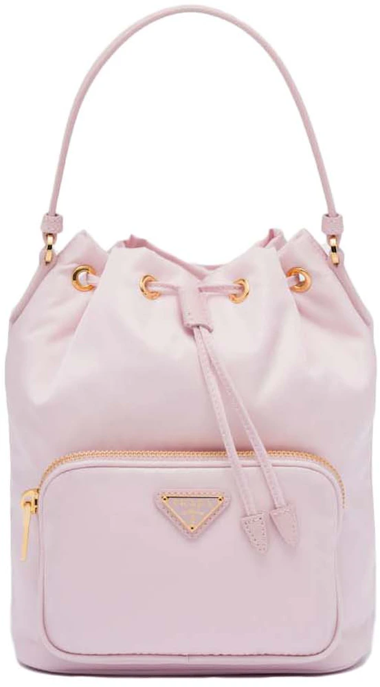 Prada Duet Re-Nylon Bucket Shoulder Bag Alabaster Pink in Nylon with  Silver-tone - US