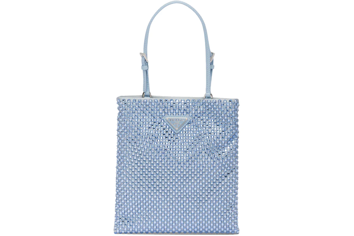 Prada Embellished Satin Handbag Celeste