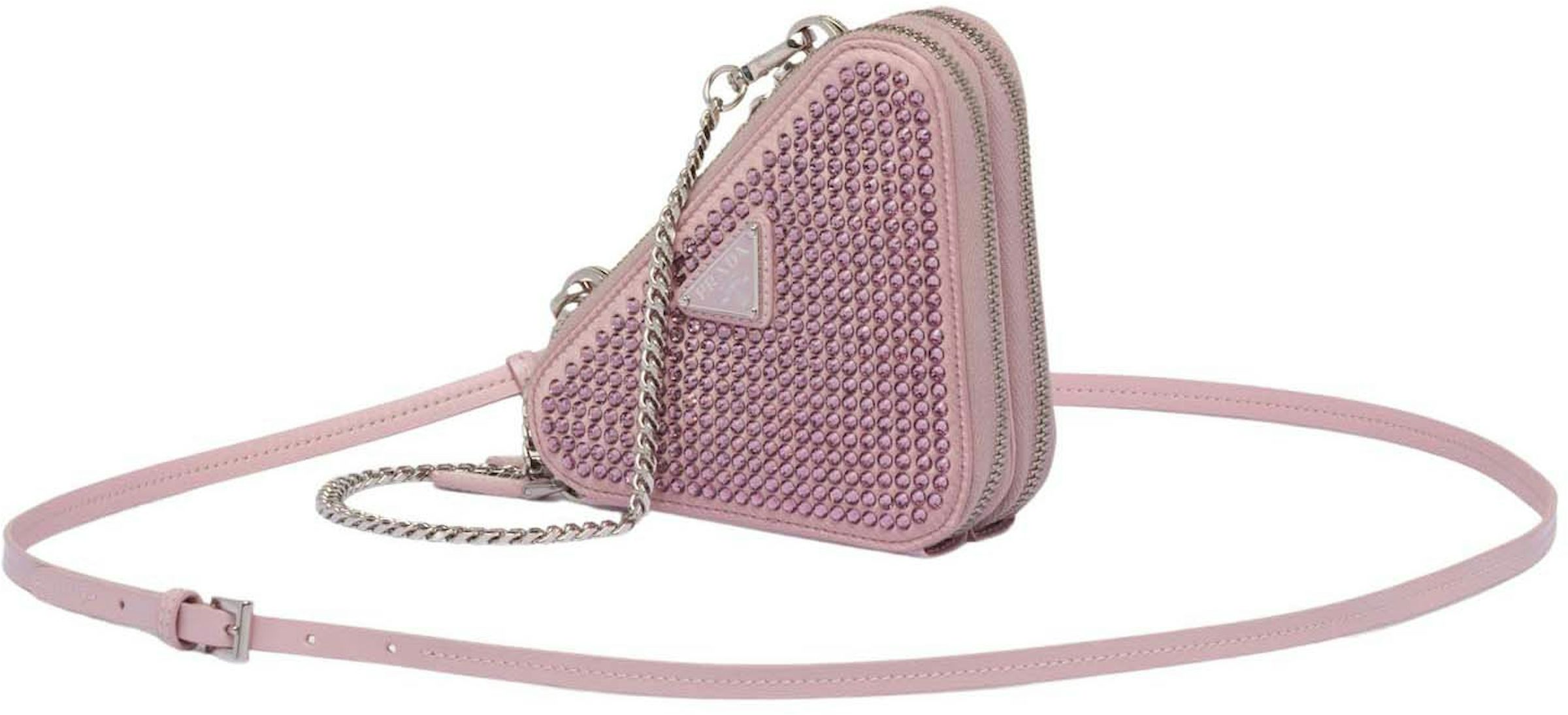 Shearling and Saffiano Leather Mini-pouch - Orchid Pink