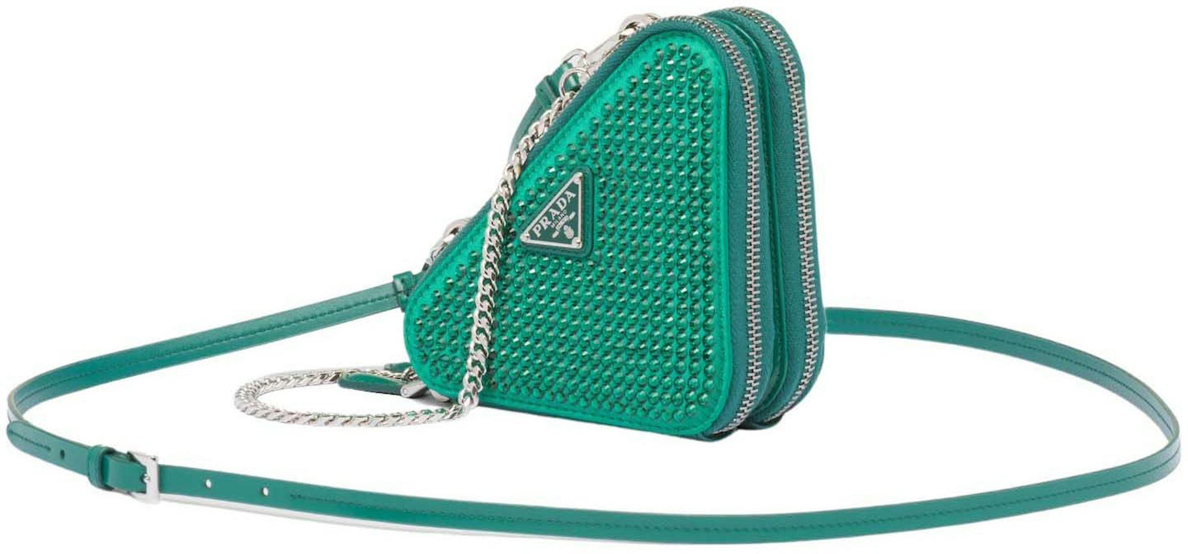 Prada Triangle Crystal-Embellished Mini Bag - Blue for Women
