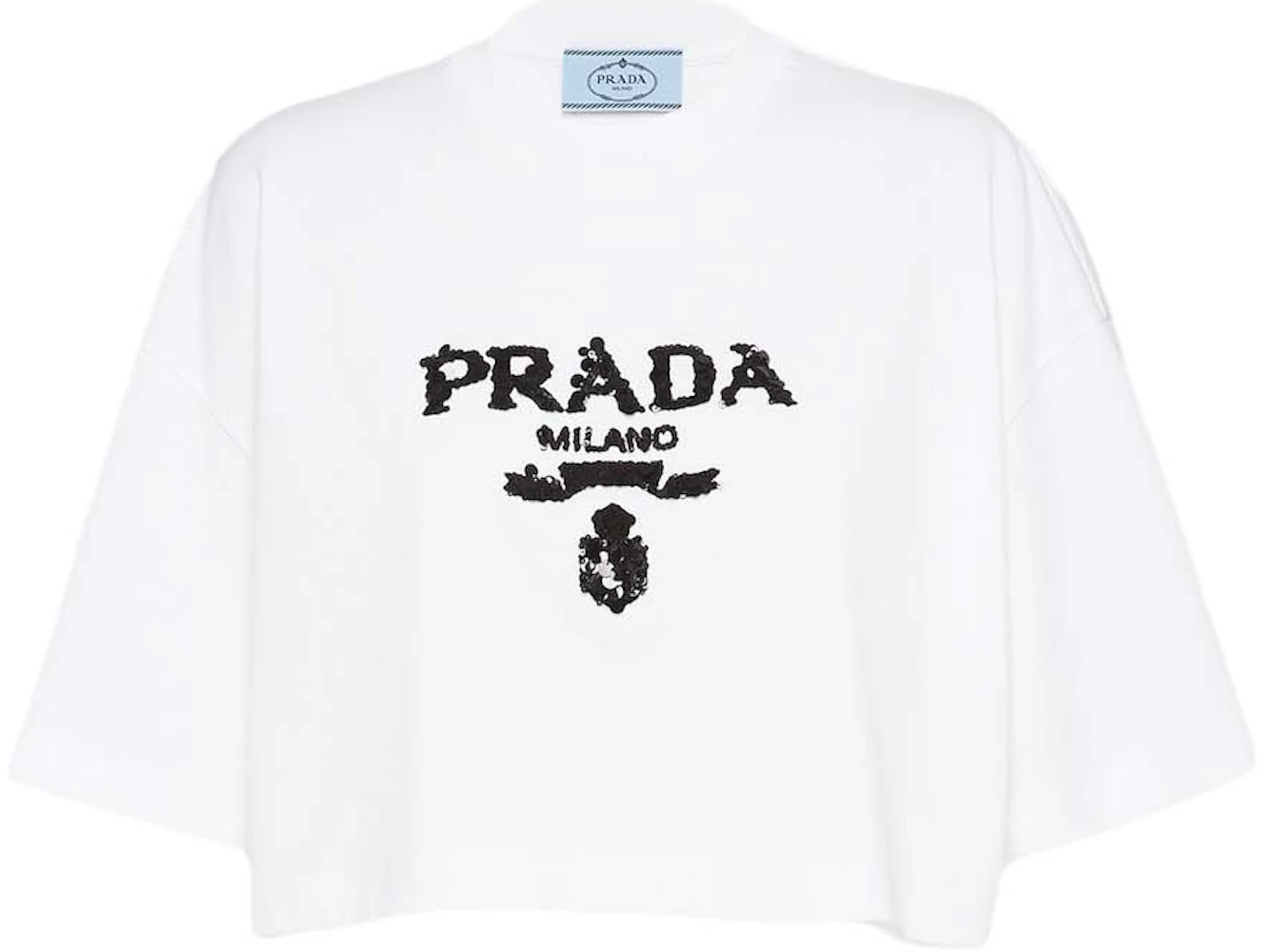Prada Embroidered Interlock Crop T-shirt White - SS22 - US
