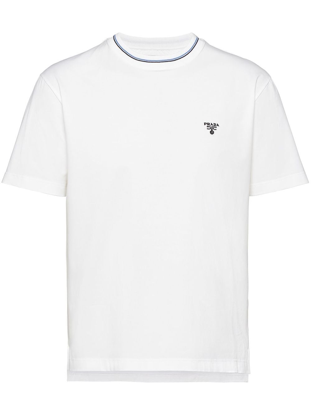 Prada Embroidered Logo T-shirt White/Navy Blue Men's - SS22 - US