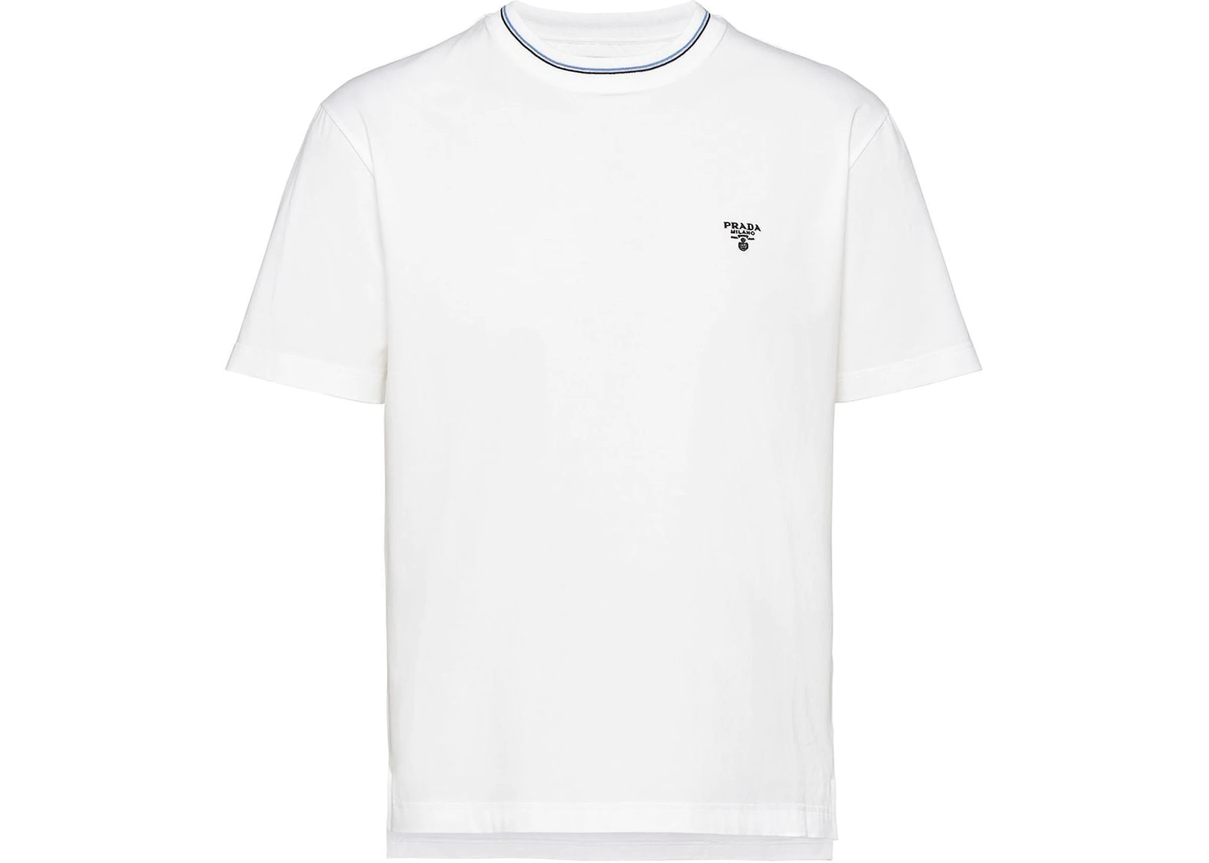 Ligadura podar Esta llorando Prada Embroidered Logo T-shirt White/Navy Blue - SS22 - ES