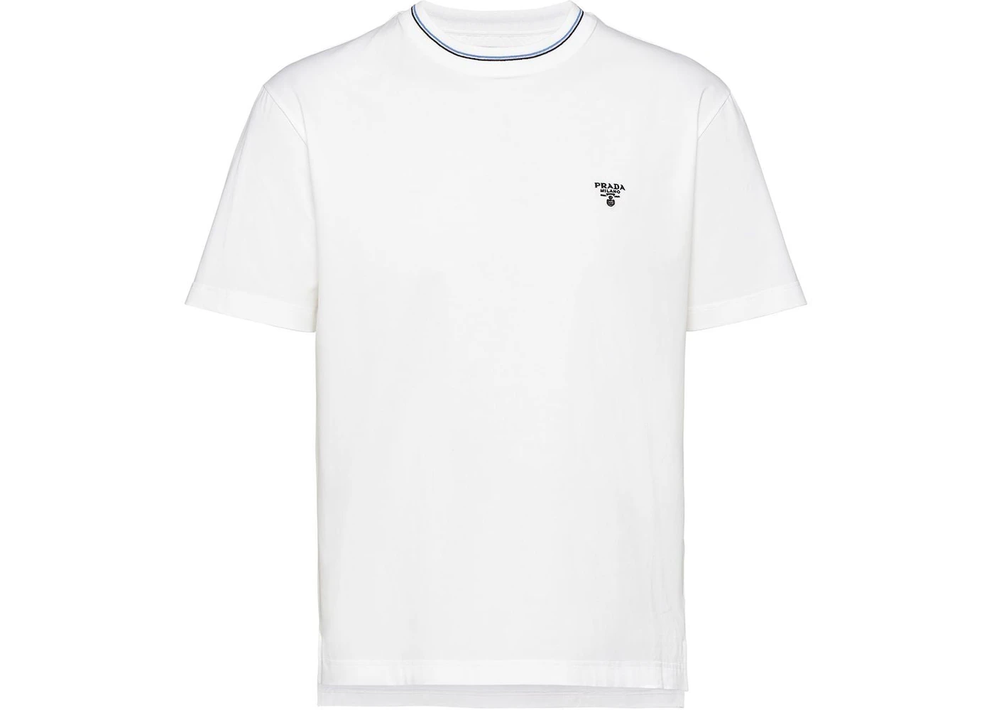 Prada Embroidered Logo T-shirt White/Navy Blue Men's - SS22 - US