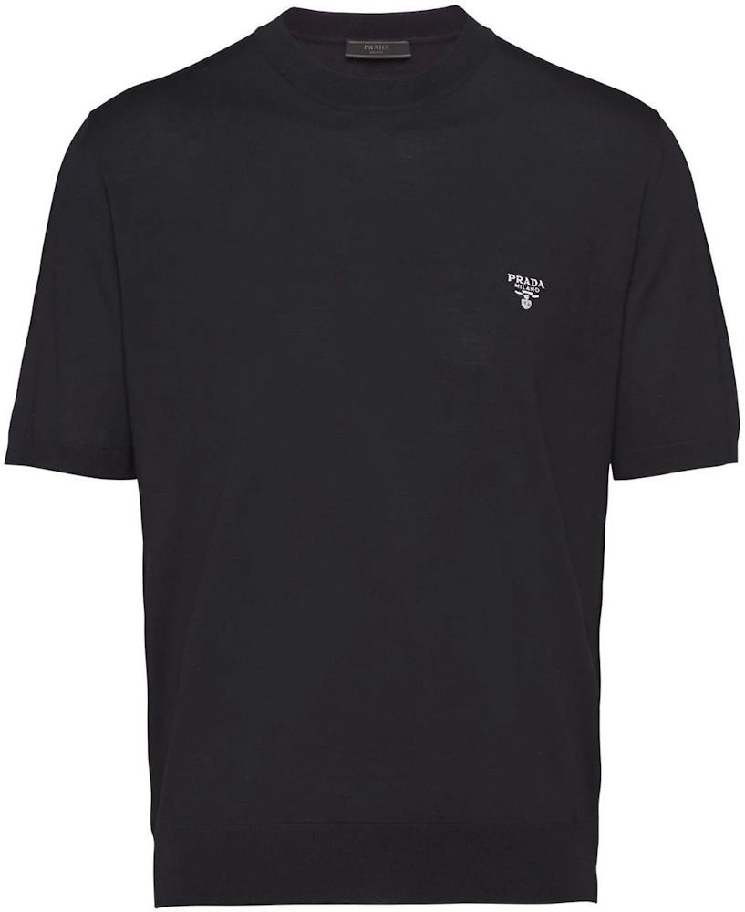 Prada Embroidered Logo Wool Short Sleeved Shirt Black Men's - SS22 - US