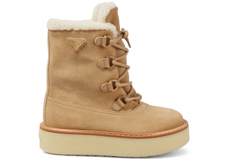 Prada Evolve Suede Boot Beige Shearling (Women's)