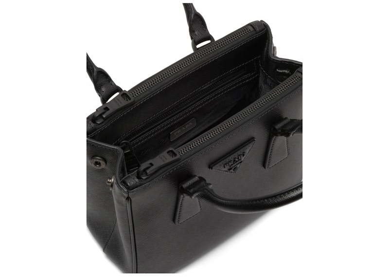 Prada Galleria Micro Bag Black Black in Saffiano Leather with