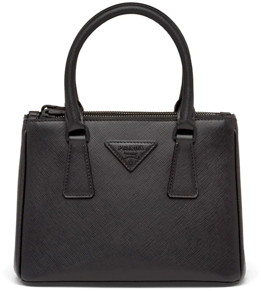 Prada Galleria Micro Bag Black/Black in Saffiano Leather with Black ...